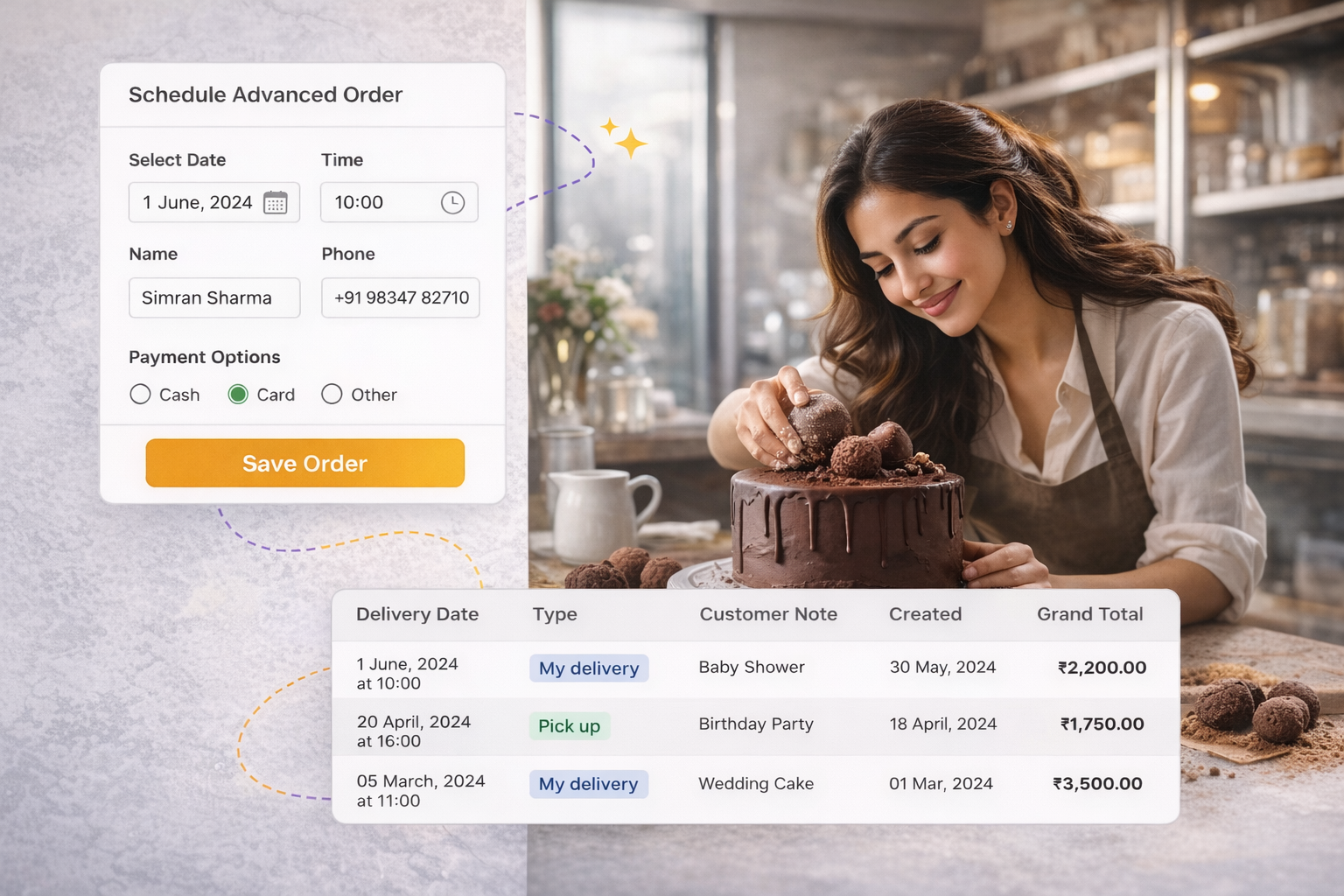 Fresh bakery display and counter